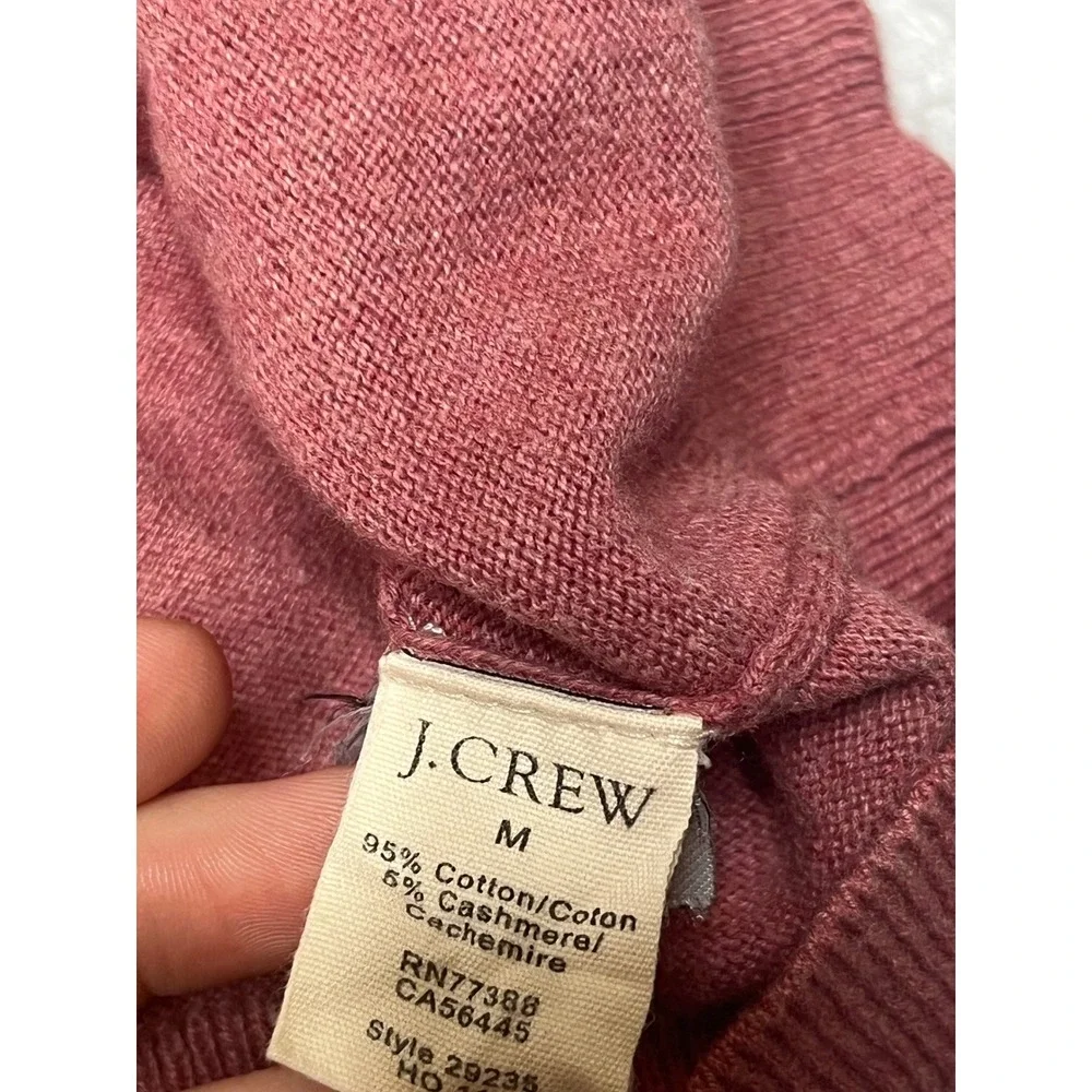 J.Crew Mens V-Neck Sweater Rose Pink Cotton Cashmere Blend Size‎ M